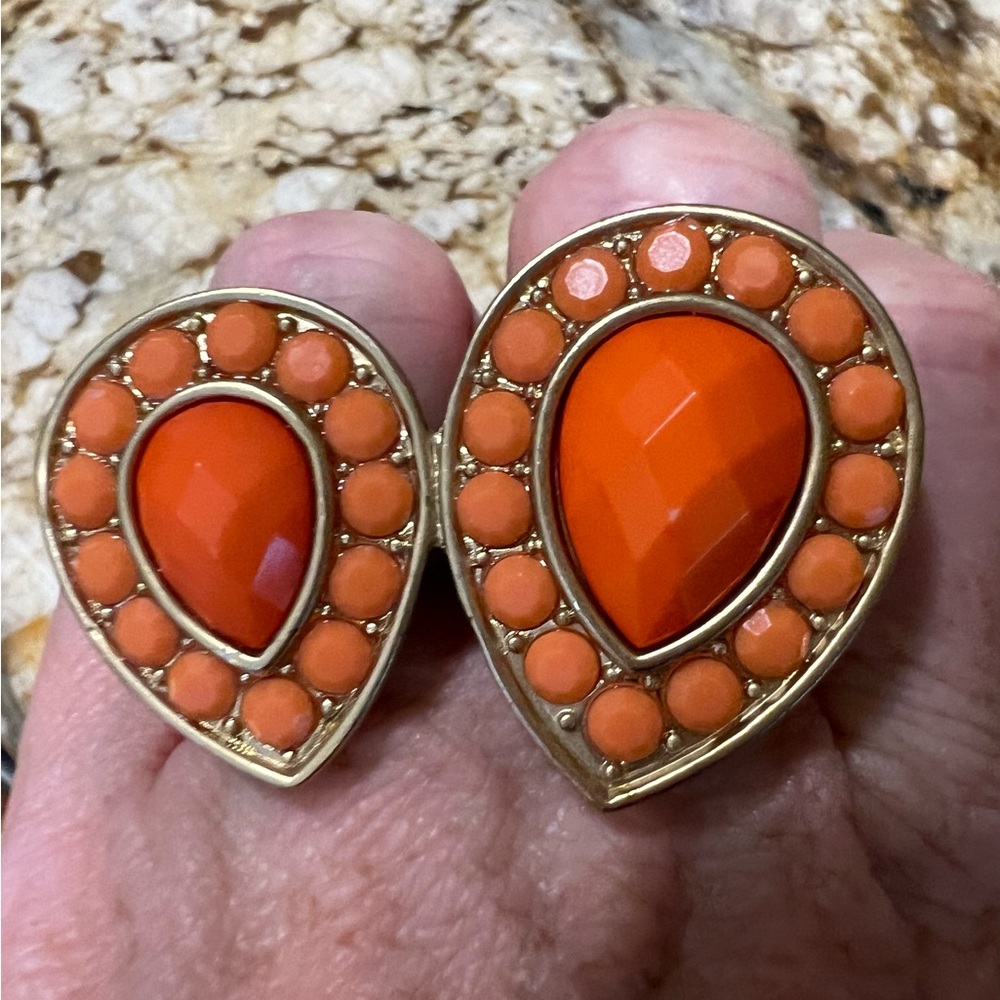 Stretch Gold & Orange Double Ring, Costume Jewelry